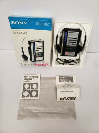 Vtg Rare 80s Sony Walkman Wm - F43 Cassette Am/fm Radio Box Serviced