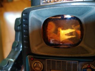 Vintage Tin Alps Battery Operated Television Spaceman Robot 1960s Japan 11