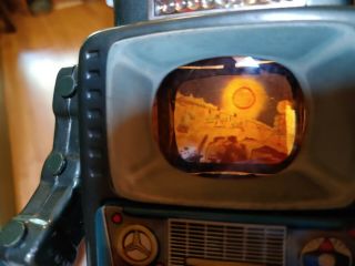 Vintage Tin Alps Battery Operated Television Spaceman Robot 1960s Japan 12