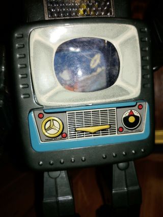 Vintage Tin Alps Battery Operated Television Spaceman Robot 1960s Japan 6