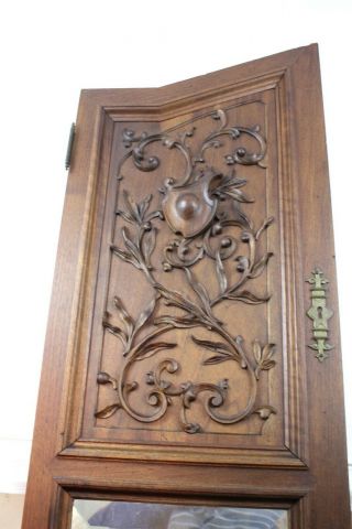 French Antique Carved Walnut Armoire/Cabinet Doors w/Beveled Mirrors 4