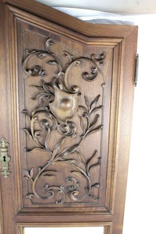 French Antique Carved Walnut Armoire/Cabinet Doors w/Beveled Mirrors 5