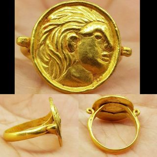 22k Karat Gold Old King Face Unique Lovely Ring 5.  9 Grams 65