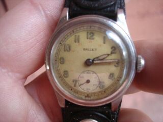 Cool Vintage Gallet Stainless Steel 15 Jewels Military Wrist Watch