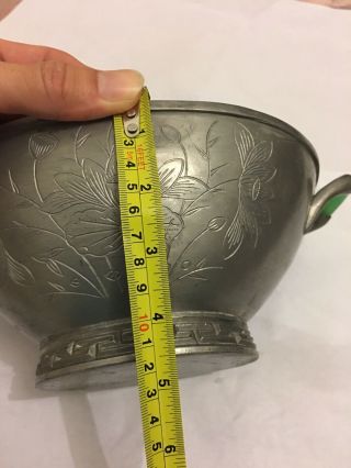 Very Big Antique Chinese Export Pewter Bowl Vintage Old Asian China