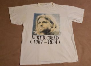 Vintage Kurt Cobain Memorial Shirt Size Medium Large 90s Nirvana No Painting