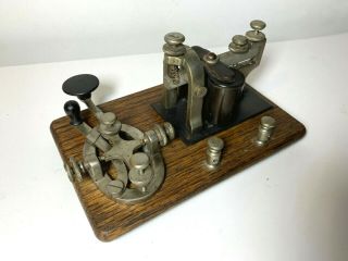 Vtg Antique J.  H Bunnell ? Morse Code Key Telegraph Keyer W/ Sounder