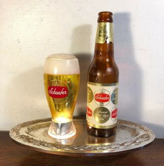 Vintage Schaefer Beer Bubbling Glass Motion Light W Bottle Sign Bar Pub
