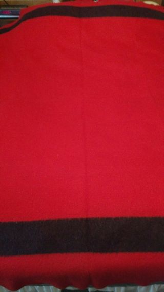 Vintage Hudson Bay 100 Wool Blanket Red & Black 4 Points 74x 91 Heavy Weight