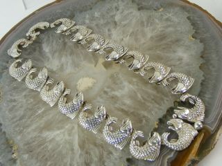 Vintage Taxco Mexico Sterling Silver Japanese Fish Choker Necklace Signed Sb 16 "