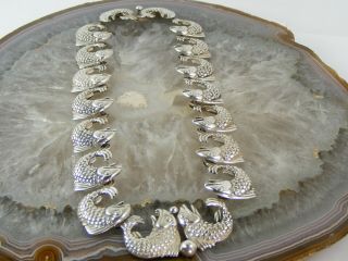 Vintage Taxco Mexico Sterling Silver Japanese FISH CHOKER Necklace Signed SB 16 