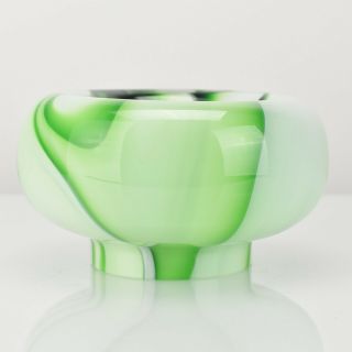 Vintage Murano Green White Marbled Studio Art Glass Bowl by Carlo Moretti 3