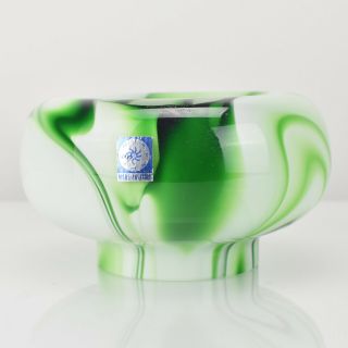 Vintage Murano Green White Marbled Studio Art Glass Bowl by Carlo Moretti 4