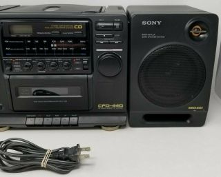 Vintage Sony Mega Bass AM/FM Radio CD Cassette Tape Speaker Boom Box CFD - 440 3