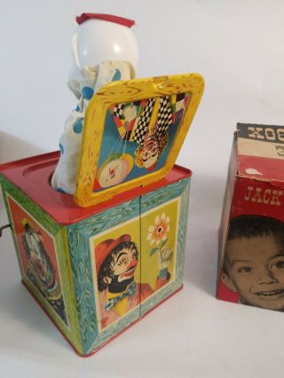 Jack in the Music Box ☆ Box ☆ Mattel Kids Toy c1951 Vintage Tin Clown 5