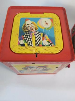 Jack in the Music Box ☆ Box ☆ Mattel Kids Toy c1951 Vintage Tin Clown 6