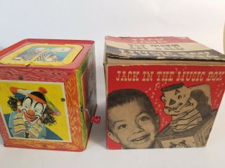 Jack in the Music Box ☆ Box ☆ Mattel Kids Toy c1951 Vintage Tin Clown 8