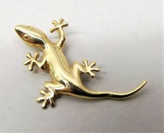 Vtg 14k Gold Lizard Gecko Pendant Charm Salamander Estate Figural Reptile