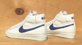 Vintage 1981 Nike Blazer Leather White/royal Dynasty Franchise Size 6.  5 Read Ad