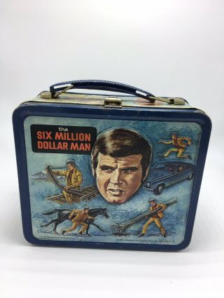 Vintage 1974 The Six Million Dollar Man Metal Lunchbox With Thermos