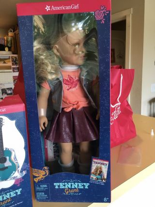 American Girl Doll Tenney Grant 18 Inch And Book And Guitar