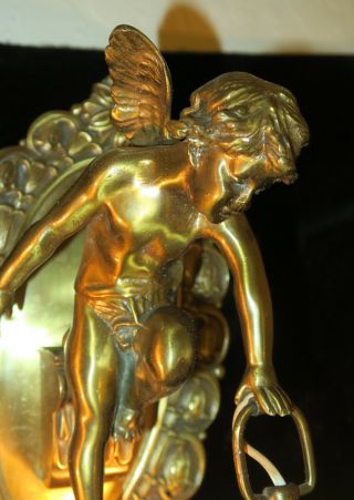 RESERVED PR Vintage gilt bronze French Italian cherub sconce lamp brass 8