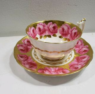 Vintage Royal Chelsea Pink Rose Gold Teacup And Saucer 495a