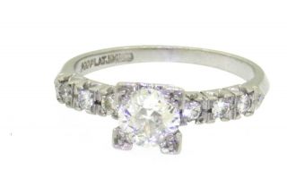 Antique platinum 0.  72ct VS1 - G diamond wedding engagement ring w/ 0.  51ct center 2