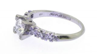 Antique platinum 0.  72ct VS1 - G diamond wedding engagement ring w/ 0.  51ct center 5