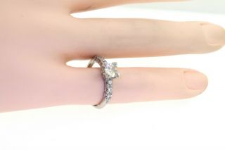 Antique platinum 0.  72ct VS1 - G diamond wedding engagement ring w/ 0.  51ct center 6
