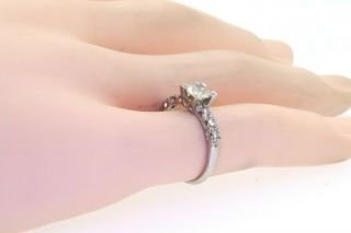 Antique platinum 0.  72ct VS1 - G diamond wedding engagement ring w/ 0.  51ct center 7