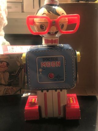VERY RARE Tin - Litho Wind - Up Japan Dr Moon Space Robot Toy 3