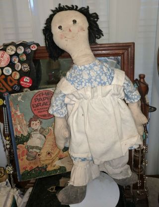 Lovely Antique P.  F.  Volland Cottage Raggedy Ann 1918 - 1919 18 Inches & Book
