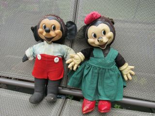 Vintage Gund Mickey And Minnie Mouse - Very Rare From 1940/50 