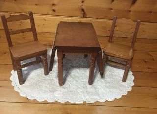 Vintage Pleasant Company American Girl Molly Wooden Drop - Leaf Table & Chairs 2