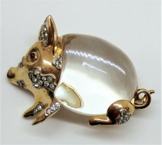 Vintage TRIFARI Sterling Jelly Belly Pig Pin Brooch Signed 4