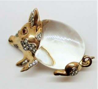 Vintage TRIFARI Sterling Jelly Belly Pig Pin Brooch Signed 5