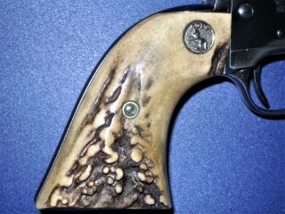 1st Generation Colt Saa Single Action Army Stag Horn Grips W/ Colt Medallions