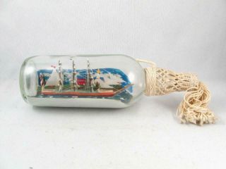 Vintage Folk Art 3 Mast Ship In A Bottle Diorama Signed 1982 Mckee Montreal