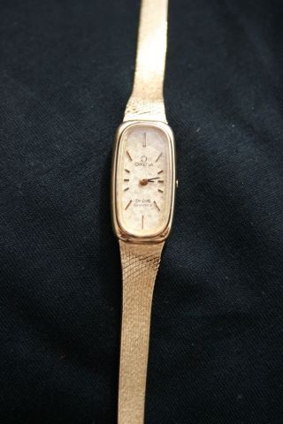 Vintage Omega Watch De Ville Quartz Ladies All 14 K Gold Women 