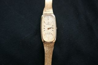 Vintage Omega Watch De Ville Quartz Ladies All 14 K Gold Women ' s Jewelry Old 2