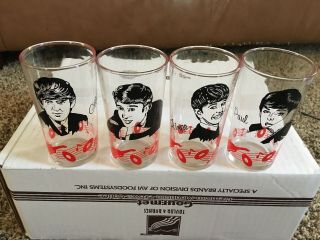 Vintage 1960 ' s The Beatles Drinking Glasses Set (UK) NEMS ENTERPRISES LTD 2