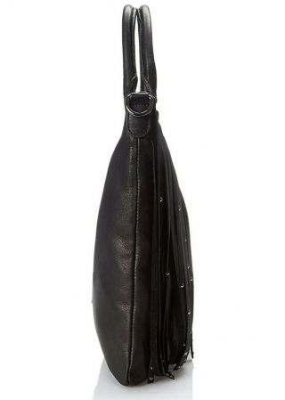 NWT FRYE Heidi Stud Fringe Vintage Leather Tote Shoulder Bag,  Black (S&H) 3