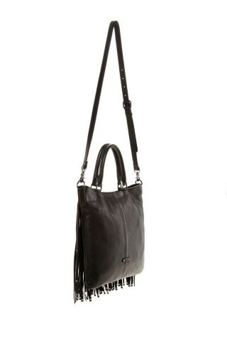 NWT FRYE Heidi Stud Fringe Vintage Leather Tote Shoulder Bag,  Black (S&H) 4