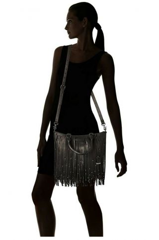 NWT FRYE Heidi Stud Fringe Vintage Leather Tote Shoulder Bag,  Black (S&H) 7