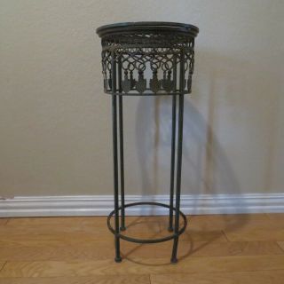 Vintage Rustic Shabby Chic Ornate Spiral Wrought Iron Plant Stand 28 " Tall 12 " Dia
