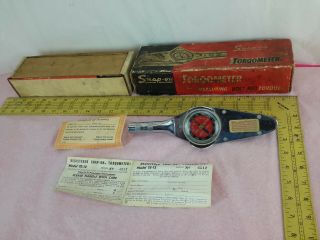 Vintage Snap - On 3/8 " Drive Dial Torqometer Torq - O - Meter Wrench Te12 0 - 150in Lb.