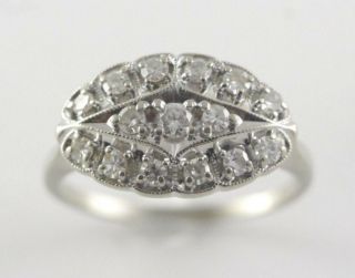 Vintage Diamond Ring 14k White Gold 1/2 Carat Diamonds Size 8 3