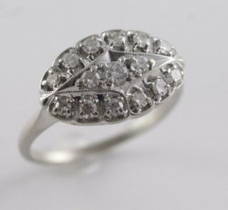 Vintage Diamond Ring 14k White Gold 1/2 Carat Diamonds Size 8 7