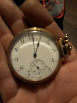 Vintage Elgin 15 Jewel Gold Filled 2 " Pocket Watch With Chain And Fob
